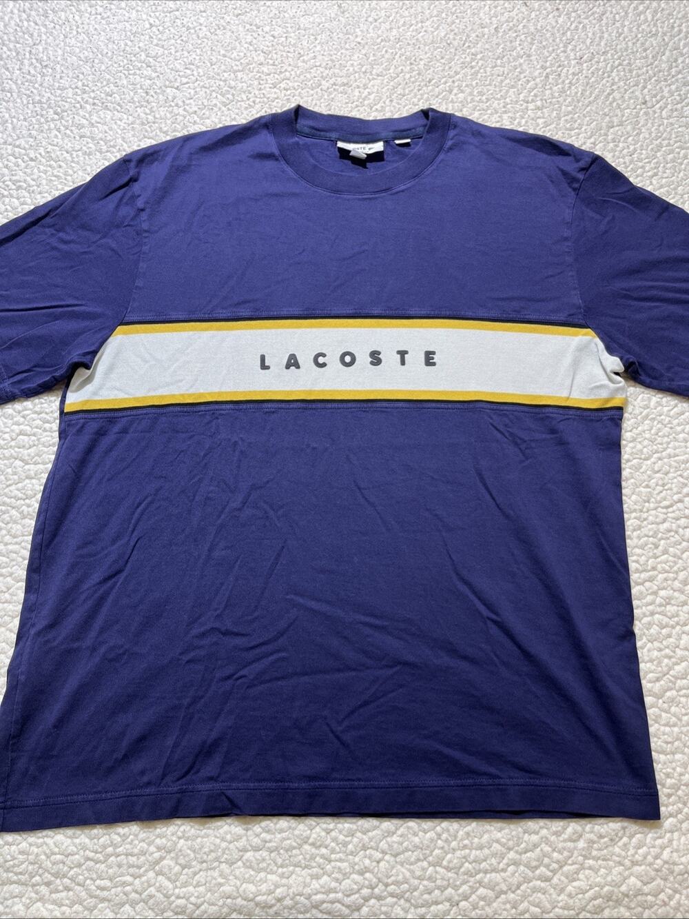 Lacoste Men’s L Navy Blue Pique Accent T-Shirt TH4295 Cotton Croc Logo